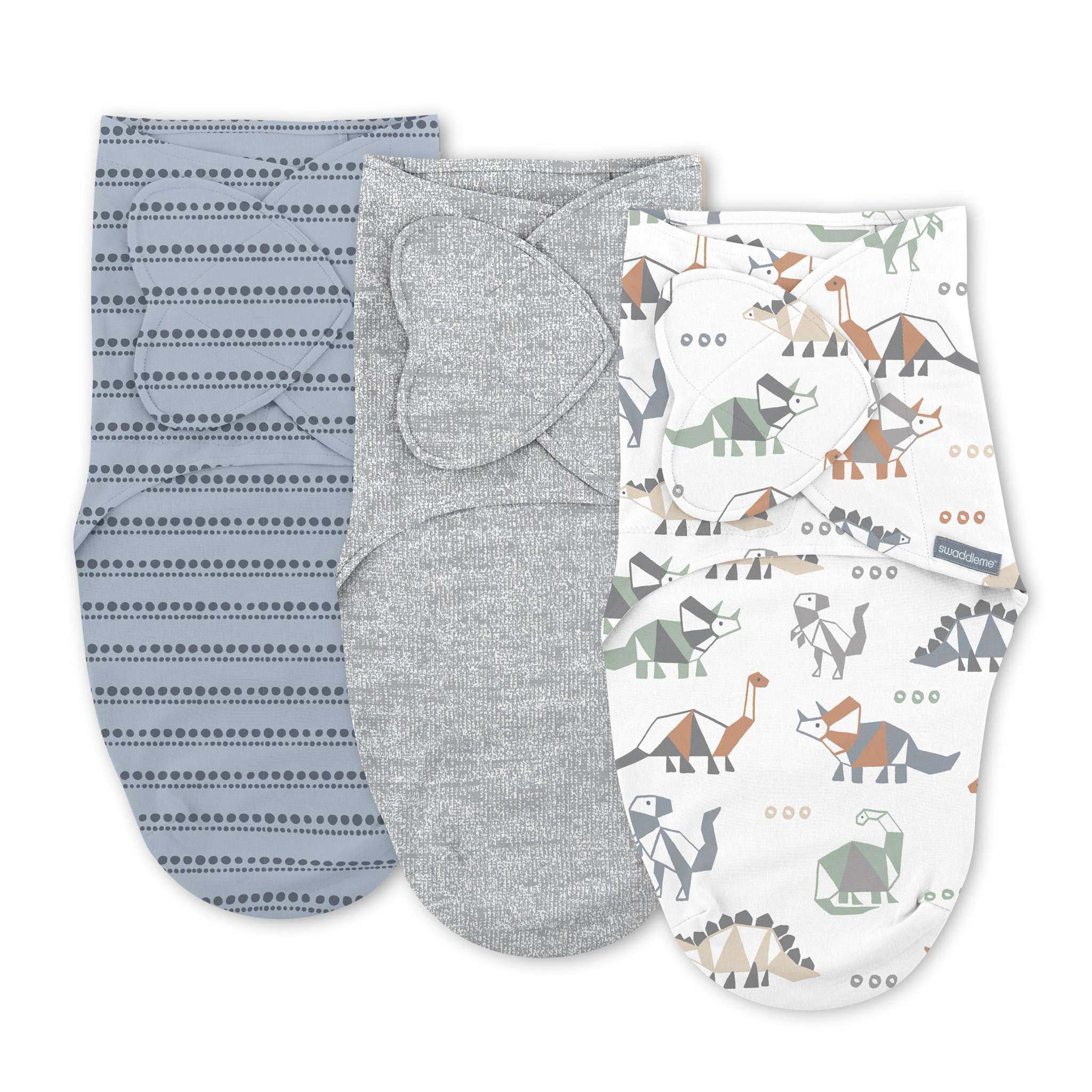 SwaddleMe by Ingenuity Monogram Collection baby swaddle 0-3 months dino mite