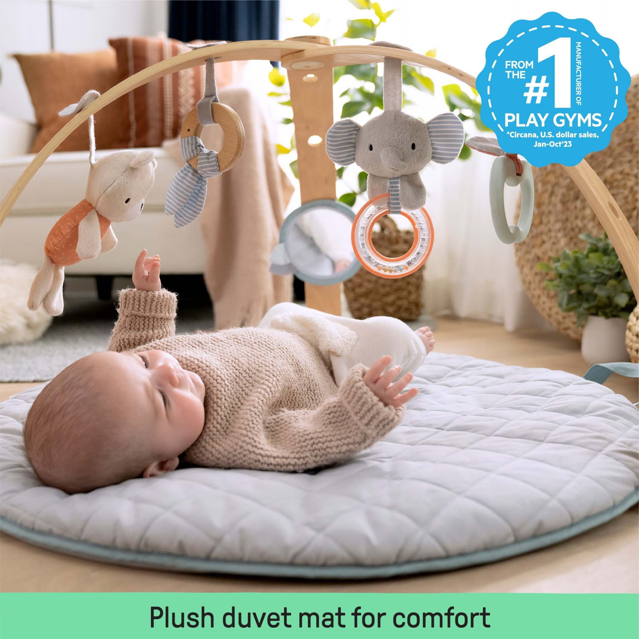 baby in a cozy spot reversible duvet activity gym - loamy