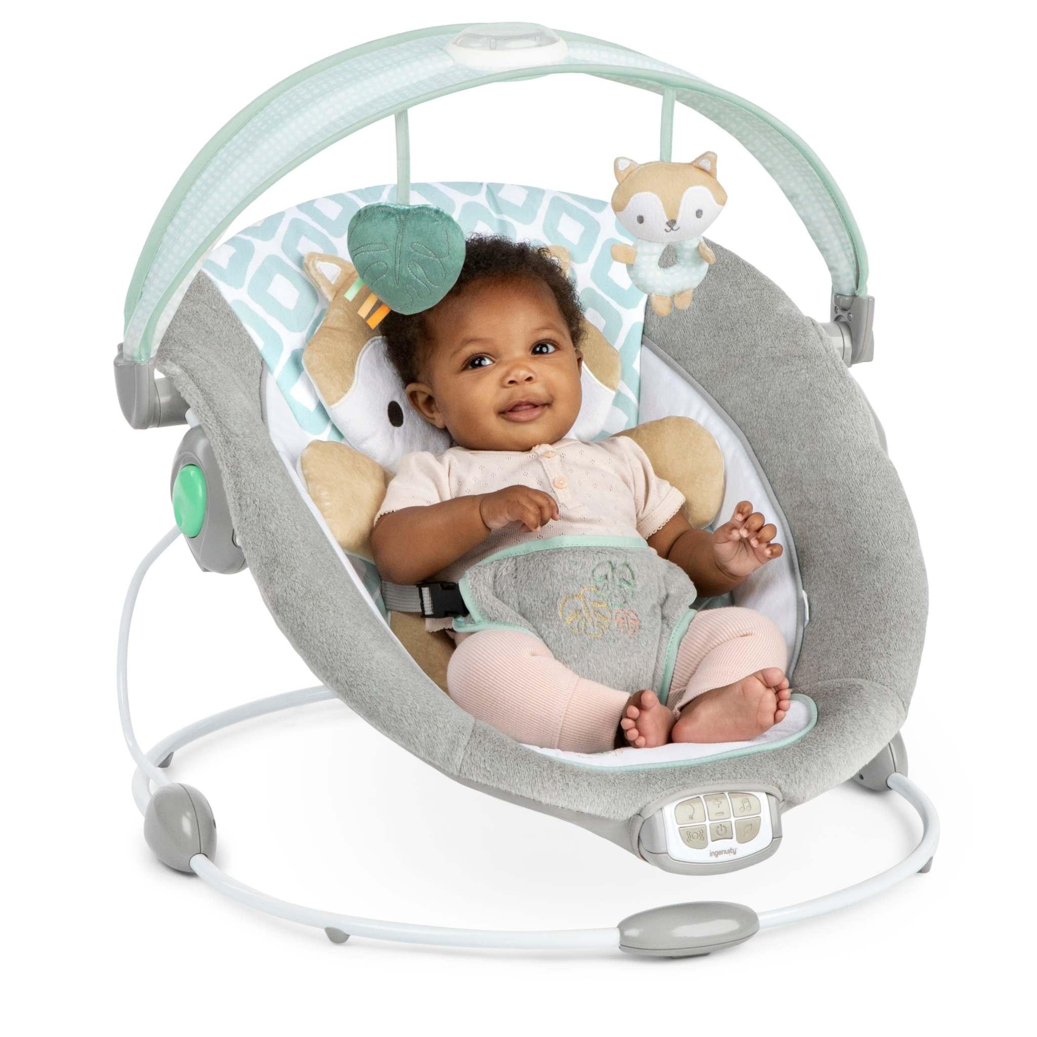 baby in a inlighten bouncer - kitt