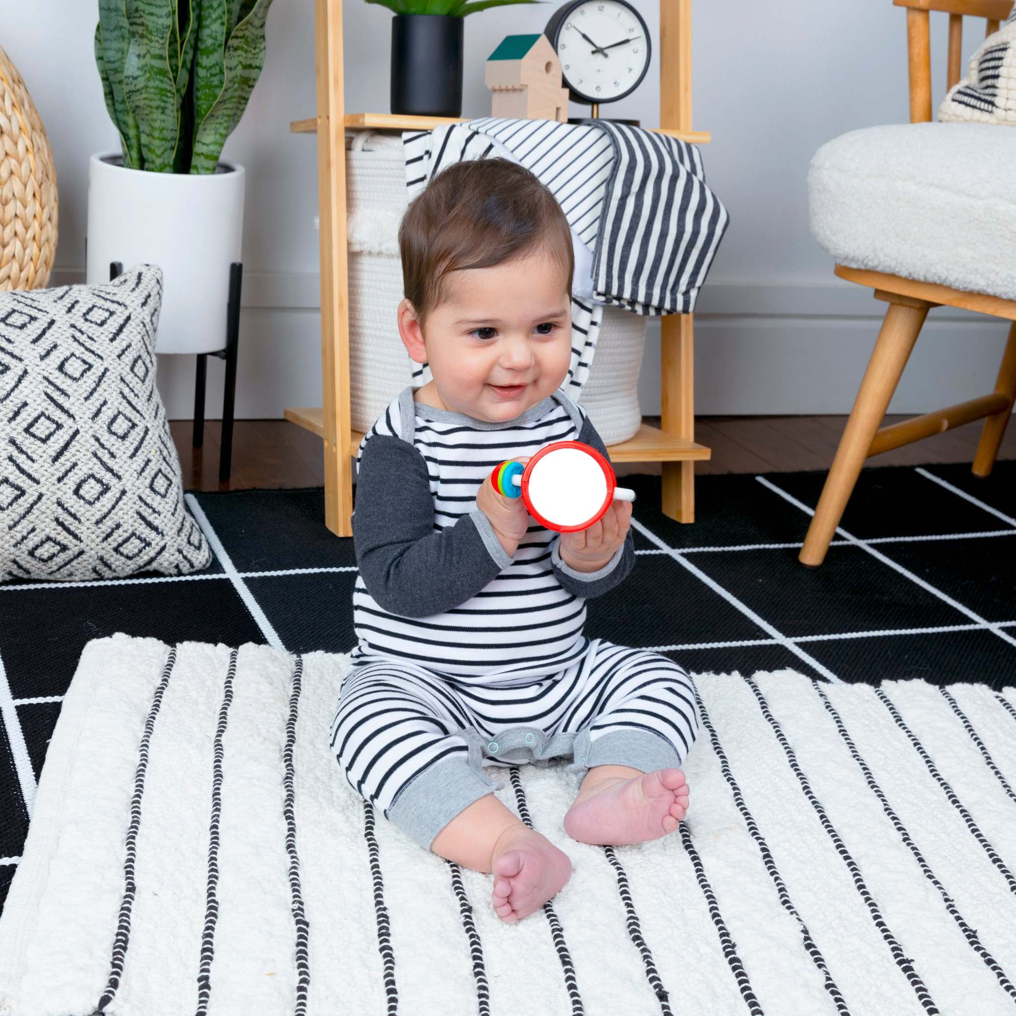 Baby Sensory Rattle with Mirror and 5 Features