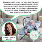 mother talking about happy belly rock-to-bounce massage seat - parker