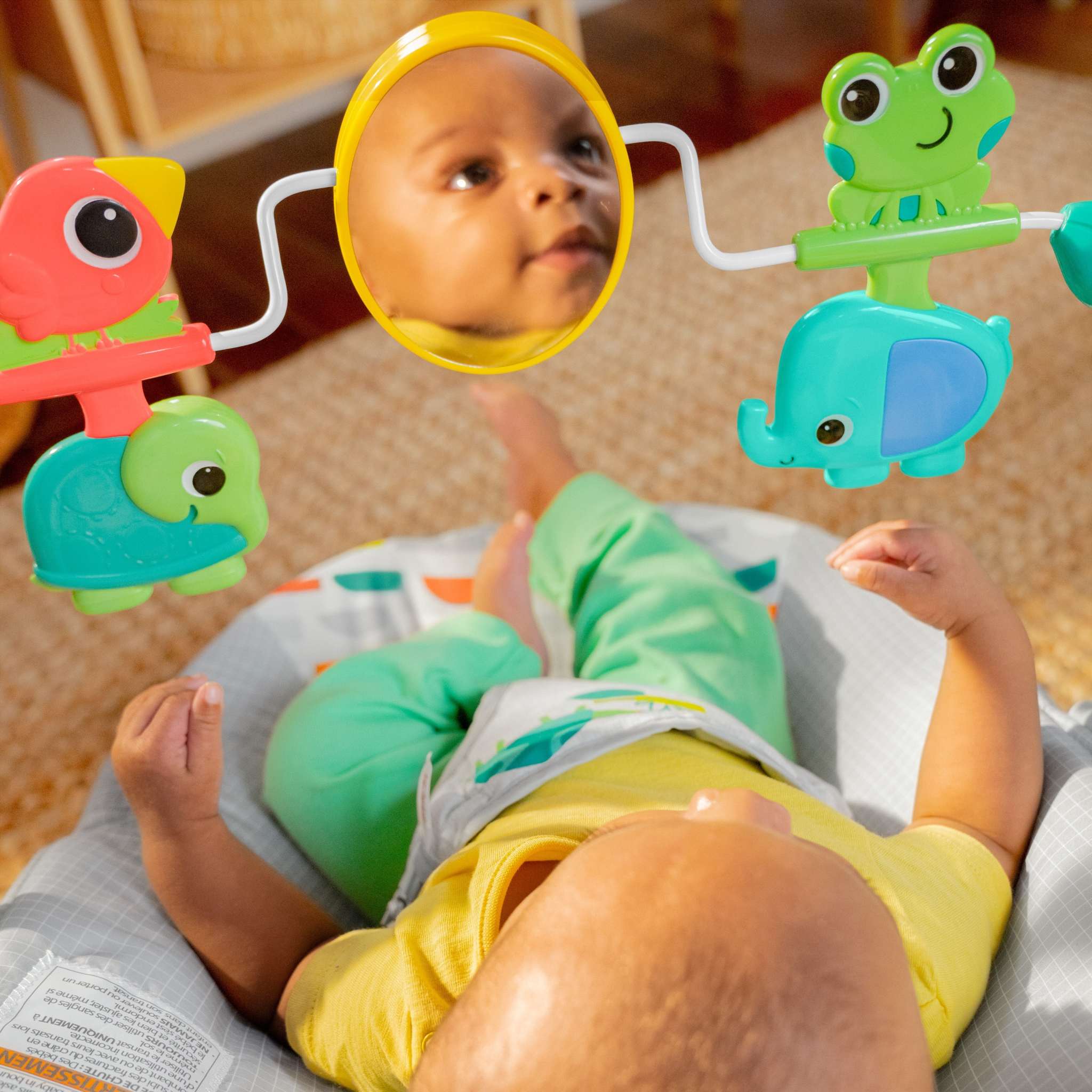 baby in a playful paradise vibrating bouncer